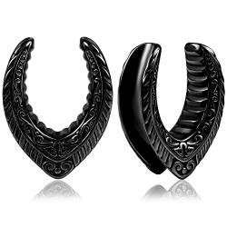 Vankula Ohr Flesh Tunnel Saddles Plug Totem Edelstahl für Gestreckte Expander Ohrpiercing 8mm bis 25mm (8mm(0G), Schwarz) von Vankula