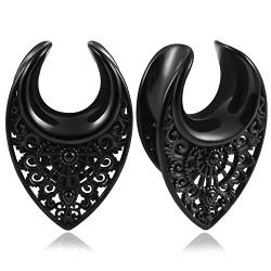 Vankula Ohr Tunnel Flesh Plug Saddles Hohl Edelstahl für Gestreckte Expander Ohrpiercing 16mm(5/8") Schwarz von Vankula