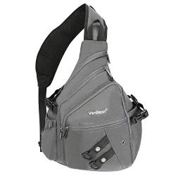 Vanlison Sling Backpacks, Sling Chest Bags Shoulder Crossbody Bags for Men Women Outdoor Travel Walking Dog Running Bag, Groß-Grau, Laptop von Vanlison