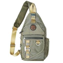 Vanlison Sling Rucksäcke, Sling Brusttaschen Schultertasche Crossbody Taschen für Männer Frauen Outdoor Reisen Spaziergang Hund Laufen Tasche, Grün (Army Green), Medium von Vanlison