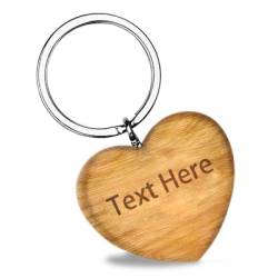 VanmAr Schlüsselanhänger Personalisiert,Schlüsselanhänger Holz Herz mit Gravur Maserung Handschmeichler Anhänger, Geschenk zum Valentinstag Paare, Partner, Familien,Hochzeiten, Jubiläen (Holzfarbe) von VanmAr