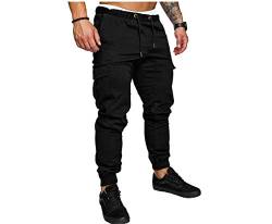 Freizeithose für Herren, Jogginghose, Trainingshose mit Bleistift, Seitentaschen, Kordelzug, Straßenhose, Schwarz , 56 von Vanornia