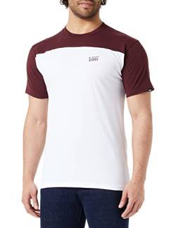 Vans Herren Script Crew Block Ss T-Shirt, White-Port Royale, S von Vans