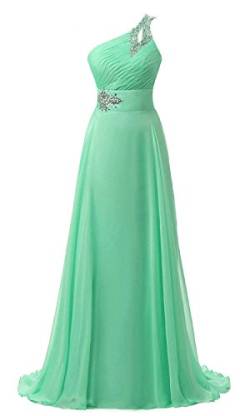 Vantexi Damen EIN-Schulter Chiffon Lange Formale Abendkleid Prom Ballkleider Minze Größe 46 von Vantexi