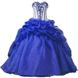 Vantexi Damen Elegante Liebsten Rüschen Organza Abendkleid Ballkleid Festkleider Blau Größe 44 von Vantexi