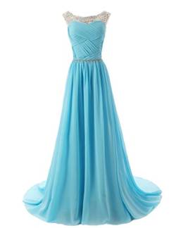 Vantexi Damen Glitzer Formale Abendkleid Ballkleid Chiffon Lange Kleider Hellblau Größe 44 von Vantexi