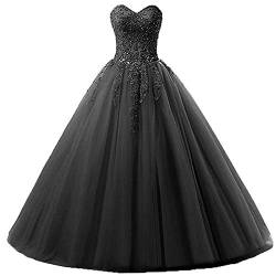 Vantexi Damen Lang Tüll Promkleid Ballkleid Brautkleider Abschlussball Kleider Schwarz Größe 60 von Vantexi