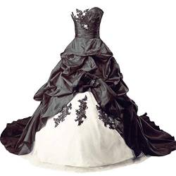 Vantexi Damen Lange Formales Gotisch Brautkleider Spitzenkleid Vintage Hochzeitskleider Elfenbein & Schwarz Größe 60 von Vantexi