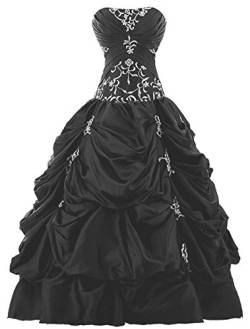 Vantexi Damen Trägerlos Stickerei TAFT Ballkleid Abschlussball Kleid Festkleider Schwarz Größe 48 von Vantexi