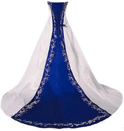 Vantexi Damen Trägerloses Stickerei Brautkleid Hochzeitskleider Elfenbein Blau 56 von Vantexi