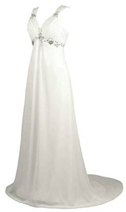 Vantexi Damen Trägern Chiffon Strand Hochzeitskleid Brautkleider Elfenbein Größe 48 von Vantexi