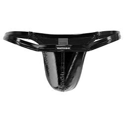 Herren G-String Tanga Made in Germany Leder Hochglanz Lack-Latex-Optik Wetlook Kunstleder, Sexy Unterwäsche, Dessous für Männer, Men Underwear (as3, alpha, xx_l, regular, regular, Schwarz, XXL) von Vantissimo