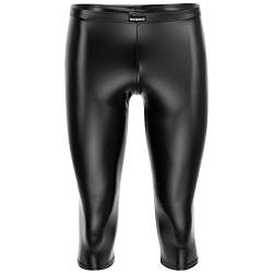 Herren Leder Capri Leggings Made in Germany Lederhose in Schwarz Matt Leder-Latex-Optik Kunstleder enganliegend Knickerbocker Hose, Kurze Meggings für Männer (as3, alpha, s, regular, regular, S) von Vantissimo