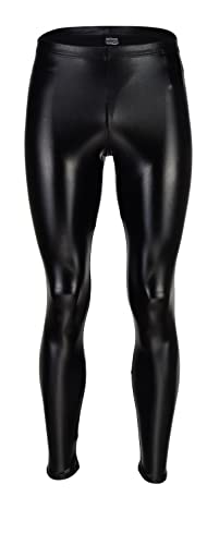 Vantissimo Herren Leder Leggings Made in Germany Lederhose Herren in Schwarz Hochglanz Lack-Optik enganliegend Stretch Hose, Kunstleder Meggings Wetlook Leggings Latex Leggings Lack Leggings (S) von Vantissimo