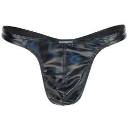 Vantissimo Herren String Tanga Made in Germany Lack-Latex-Optik Holografische Reflektierend Wetlook Kunstleder, Sexy Unterwäsche Men Underwear (as3, Alpha, x_l, Regular, Regular, Schwarz Hologram) von Vantissimo