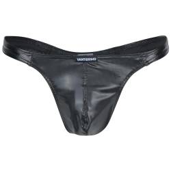 Vantissimo Herren String Tanga Made in Germany Lack-Latex-Optik Satin Glanz Wetlook Kunstleder, Sexy Unterwäsche für Männer, Men Underwear (as3, Alpha, x_l, Regular, Regular, Schwarz Satin Glanz) von Vantissimo