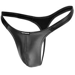 Vantissimo String Tanga Herren Made in Germany Leder Matt Optik Farbe Schwarz Kunstleder, Sexy Unterwäsche, Dessous Erotik Erotische Reizwäsche für Männer, Men Underwear (Schwarz, M) von Vantissimo