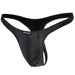 Vantissimo String Tanga Herren Made in Germany Snake Leder-Optik Farbe Schwarz Wetlook Kunstleder, Sexy Unterwäsche, Dessous Erotik Erotische Reizwäsche für Männer, Men Underwear (Schwarz, XL) von Vantissimo