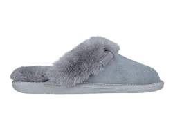 Vanuba Cashmere Handmade Damen Hausschuhe, Naturleder, 100% Schafwolle, Warme und Bequeme Hausschuhe, Velours Grau, Leder Grau, 42 EU von Vanuba