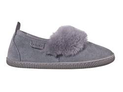 Vanuba Cormo Handmade Damen Hausschuhe, Naturleder, 100% Schafwolle, Warme und Bequeme Hausschuhe 36 EU Leder Grau/Grau von Vanuba