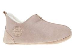 Vanuba - Damen Hausschuhe Oxford 37 EU, Lammfell Pantoletten, Leder Badelatschen, Wolle, Bequeme Lammfell-Hausschuhe, Handgemacht - Beige/Weiss von Vanuba