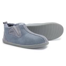 Vanuba - Herren Hausschuhe Columbia 46 EU, Lammfell Winterschuhe mit Auswechselbare Einlegesohle, Warme Winter Schuhe Manner, Echtleder, Handgefertigt - Grau von Vanuba