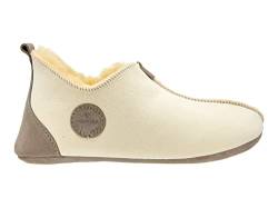 Vanuba - Herren Hausschuhe Oxford Relugan 41 EU, Relugan-Leder, Handgefertigt Bettschuhe aus Medizinischem Lammfell, Echtleder - Beige von Vanuba