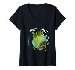 Damen Naturbäume rund um die Welt T-Shirt mit V-Ausschnitt von VarieTees