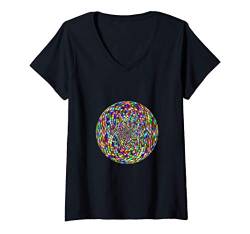 Damen Regenbogen-Disco-Kugel T-Shirt mit V-Ausschnitt von VarieTees