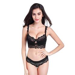 VarsBaby Damen BH Set BH Und String Spitze Trägerloser Abnehmbare Träger Push Up Bügel BH Unterwäsche Lingerie Tanga Dessous Sets von VarsBaby