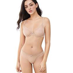 Varsbaby Damen-BH mit durchsichtiger Spitze, Push-Up-BH, transparent, beige, 75B von VarsBaby