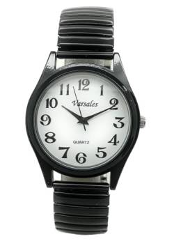 Leicht ablesbares weißes Zifferblatt, schwarze Ziffern, leger, elastisches Band, modische Armbanduhr von Varsales