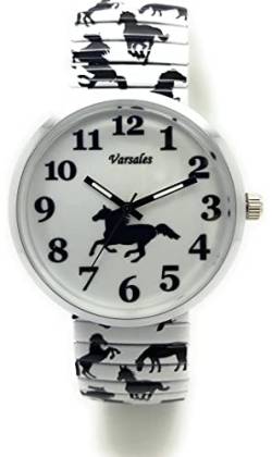 Varsales Damen-Armbanduhr, Zoo, Meer, Strand, elegant, elastisch, analog, Quarz, Mode, Pferd Design 2 von Varsales