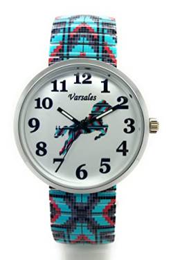 Varsales Damen-Armbanduhr, Zoo, Meer, Strand, elegant, elastisch, analog, Quarz, Mode, Pferd Design 4 von Varsales