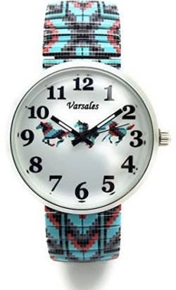 Varsales Damen-Armbanduhr, Zoo, Meer, Strand, elegant, elastisch, analog, Quarz, Mode, Pferd Design 5 von Varsales