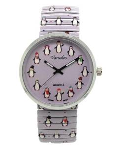 Varsales Damen-Armbanduhr, Zoo, Meer, Strand, elegant, elastisch, analog, Quarz, Mode, Pinguin-Design 2 von Varsales