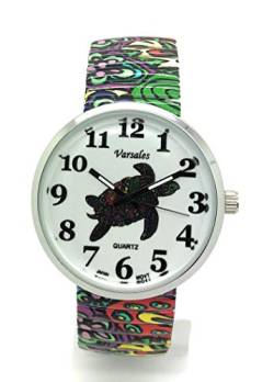 Varsales Damen-Armbanduhr, Zoo, Meer, Strand, elegant, elastisch, analog, Quarz, Mode, Schildkröte Design 2 von Varsales