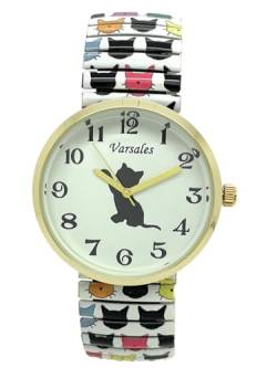 Varsales Damen-Armbanduhr, elegant, elastisch, Analog, Quarz, Mode, Cat 6 von Varsales