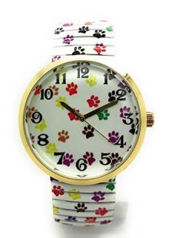 Varsales Damen-Armbanduhr, elegant, elastisch, analog, Quarz, modisch, mit Tiermotiv, Pfoten Weiß 2 von Varsales
