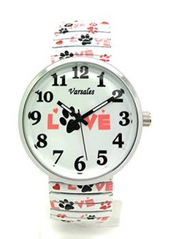 Varsales Damen-Armbanduhr, elegant, elastisch, analog, Quarz, modisch, mit Tiermotiv, love von Varsales