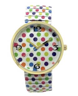 Varsales Elegante Damen-Armbanduhr, elastisch, analog, Quarz, modisch, Gepunktet, mehrfarbig von Varsales