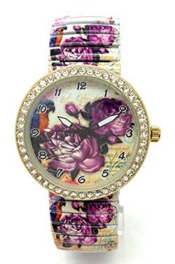Varsales Elegante Damen-Armbanduhr, elastisch, analog, Quarz, modisch, Purple Rose, Armband von Varsales