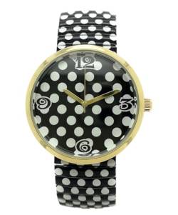 Varsales Elegante Damen-Armbanduhr, elastisch, analog, Quarz, modisch, schwarz mit punkten von Varsales