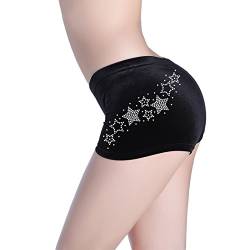 CrystalsRus 12-14 Years Transparent Stern Spitze Shorts Gymnast Diamante Dance Trikotanzug Schwarz Stretch Samt Ballett von Varsany