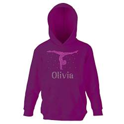 Varsany Kapuzenpullover für Mädchen, personalisierbar, Gymnastik, Handständer, Tanzkleidung, Kinderkleidung, Geburtstag für Kinder, Tanzmädchen, Cherry Pink / Hot Pink, 11- 13 Jahre von Varsany