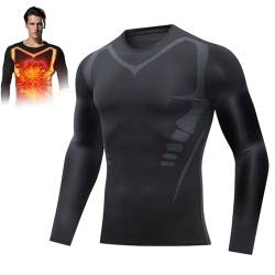 Far-Infrared Tourmaline Magnetic Mens Undershirt,Version Ionic Shaping Long Sleeve T-Shirt (Black,M) von Varyhoone
