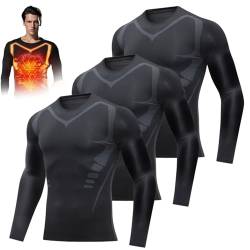 Far-Infrared Tourmaline Magnetic Mens Undershirt,Version Ionic Shaping Long Sleeve T-Shirt (Black-3,2XL) von Varyhoone