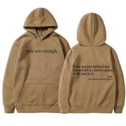 Varyhoone Dear Person Behind Me Hoodie,Loose Dear Person Behind Me Sweatshirt Hoodie Loose Graphic Sweatshirts for Women (Brown,L) von Varyhoone