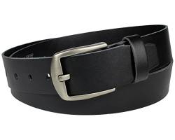 Vascavi Ledergürtel echt Leder Gürtel Damen schwarz Herren Jeansgürtel | 4 cm breit und 0.3 cm stark | Made in Germany real leather men belt unisex (85 cm Gesamtlänge 100 cm) von Vascavi