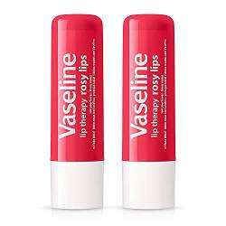 Vaseline Lip Therapy Rosy, Getönter Lippenbalsam, Lippenstift mit Mandel und Rosenöl (4.8 g (2er Pack)) von Vaseline